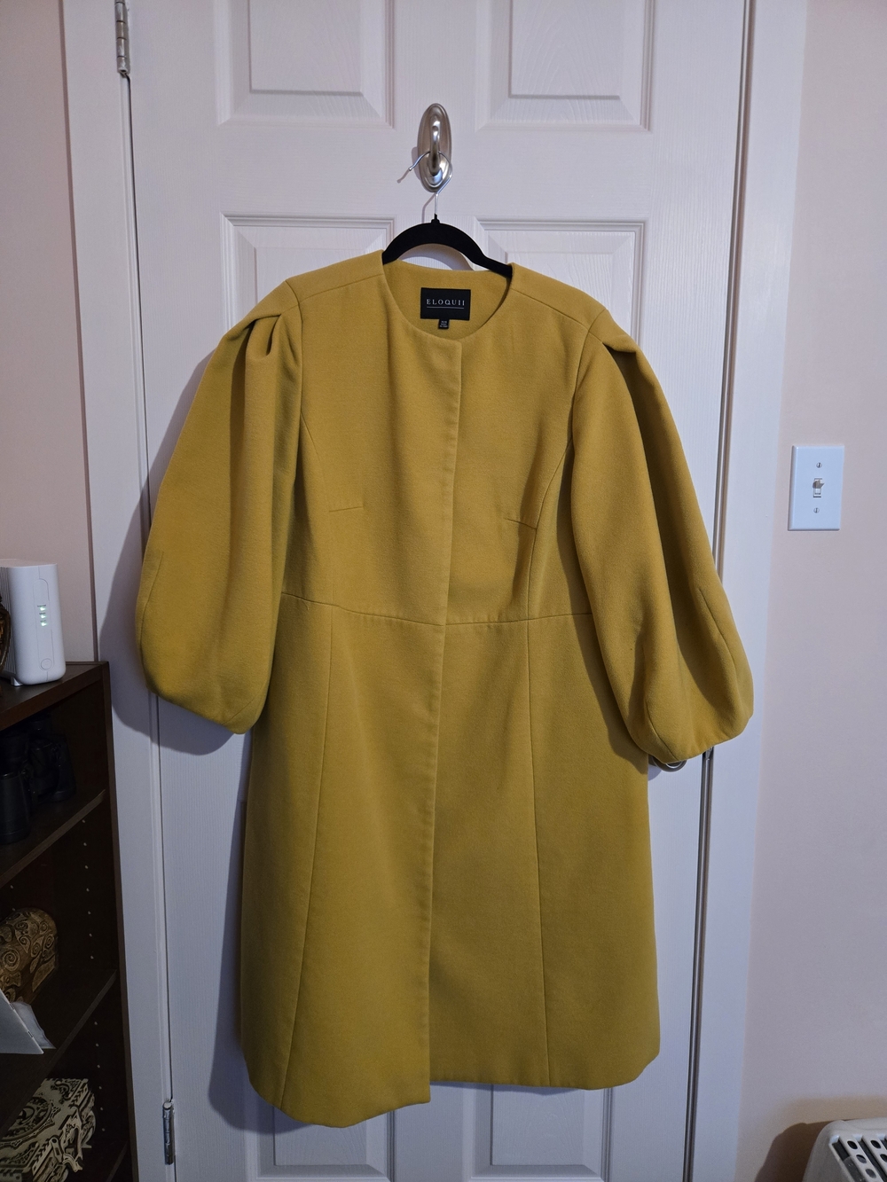 Eloquii Mustard Puff-Sleeve Long Sleeve Dress